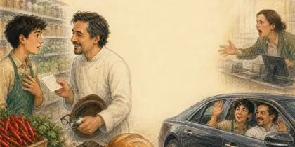 Illustration of the story « Un chef au supermarché »